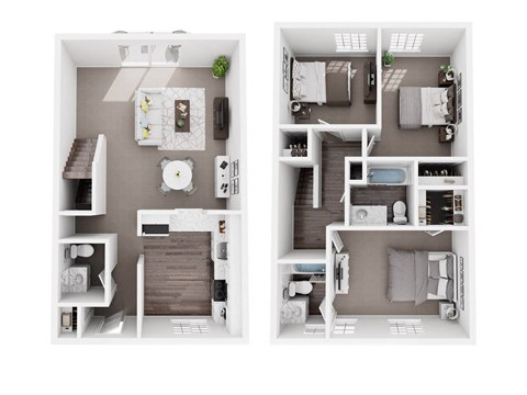 Floor plan for 3 beds, 2.5 baths, 1800 sqft